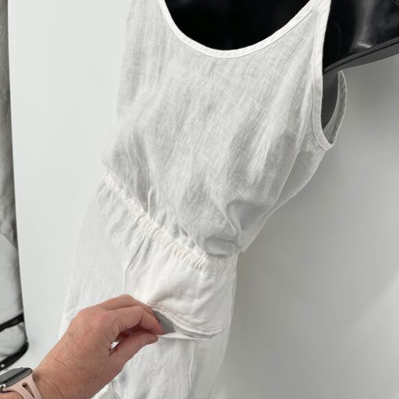 Enza Costa Womens Strappy French Linen Jumpsuit NEW Adjustable Straps 1/S White - Picture 7 of 14